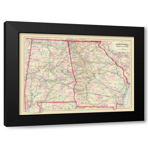 Georgia, Alabama - Asher 1874 Black Modern Wood Framed Art Print by Asher