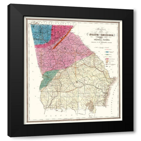 Georgia - Williams 1849  Black Modern Wood Framed Art Print with Double Matting by Williams