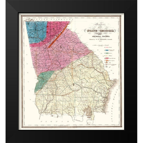 Georgia - Williams 1849  Black Modern Wood Framed Art Print by Williams