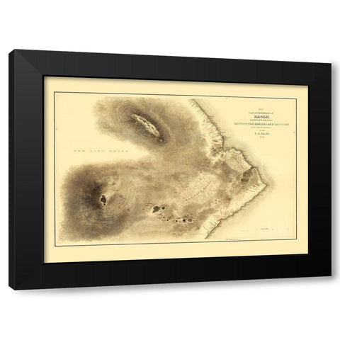Hawaii Hawaii - Wilkes 1841 Black Modern Wood Framed Art Print with Double Matting by Wilkes