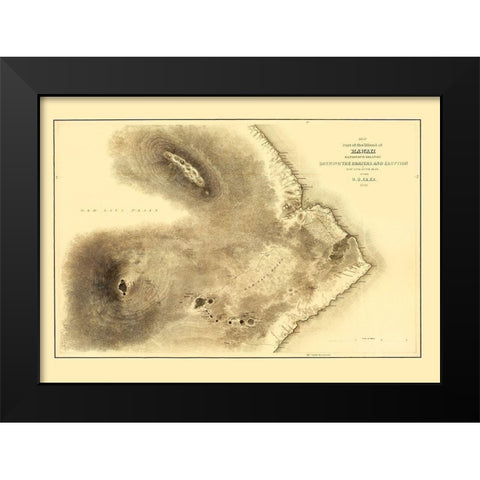Hawaii Hawaii - Wilkes 1841 Black Modern Wood Framed Art Print by Wilkes