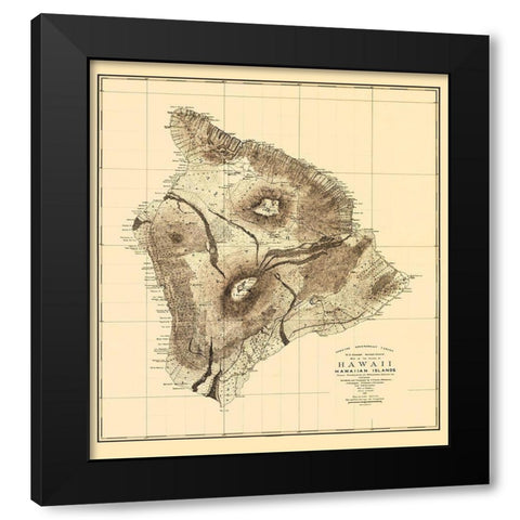 Hawaii Hawaii - Bien 1886 Black Modern Wood Framed Art Print with Double Matting by Bien