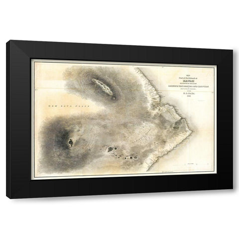 Hawaii County Hawaii - US 1841  Black Modern Wood Framed Art Print by US Expedition