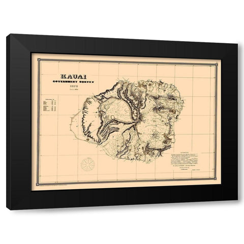 Kauai Hawaii - Kittredge 1878 Black Modern Wood Framed Art Print by Kittredge