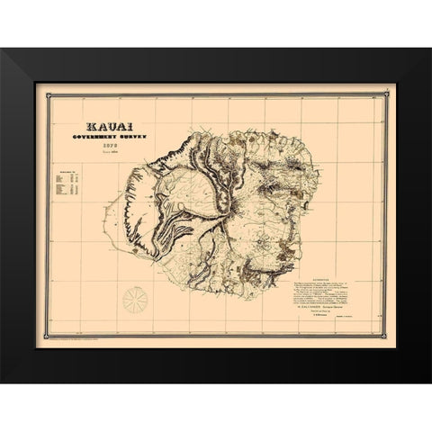 Kauai Hawaii - Kittredge 1878 Black Modern Wood Framed Art Print by Kittredge