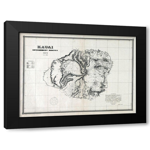 Kauai County Hawaii - Alexander 1878  Black Modern Wood Framed Art Print by Alexander