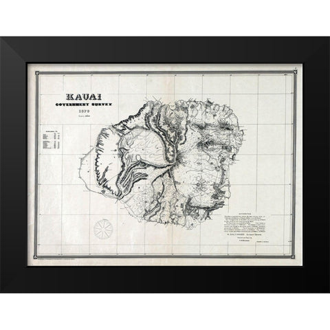 Kauai County Hawaii - Alexander 1878  Black Modern Wood Framed Art Print by Alexander
