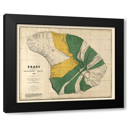 Lanai County Hawaii - Brown 1878  Black Modern Wood Framed Art Print with Double Matting by Brown