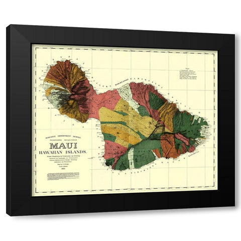 Maui Hawaii - Dodge 1885 Black Modern Wood Framed Art Print by Dodge