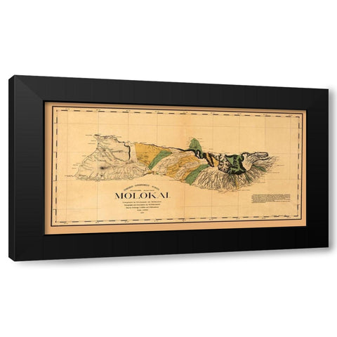 Molokai Hawaii - Willis 1897 Black Modern Wood Framed Art Print by Willis