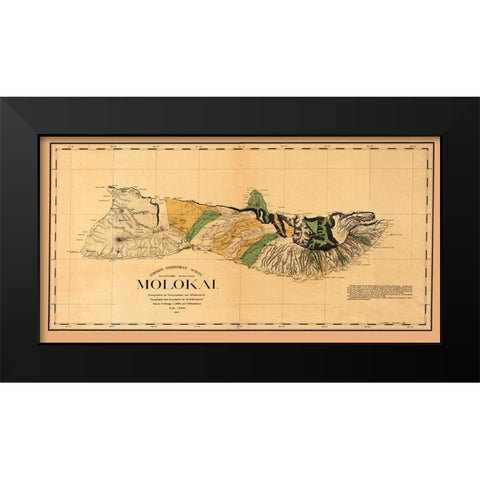 Molokai Hawaii - Willis 1897 Black Modern Wood Framed Art Print by Willis