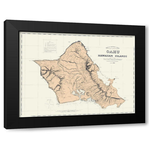 Oahu Hawaii - Covington 1881 Black Modern Wood Framed Art Print by Covington
