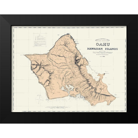 Oahu Hawaii - Covington 1881 Black Modern Wood Framed Art Print by Covington