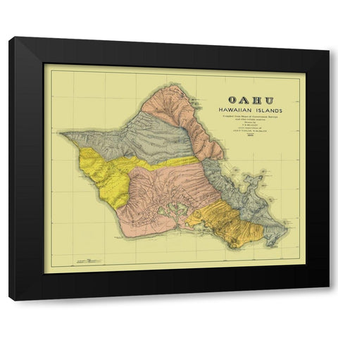 Oahu Hawaii - Beasley 1899 Black Modern Wood Framed Art Print by Beasley