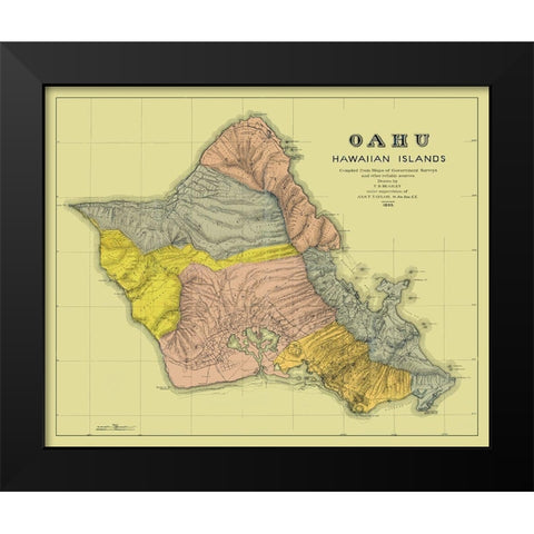 Oahu Hawaii - Beasley 1899 Black Modern Wood Framed Art Print by Beasley
