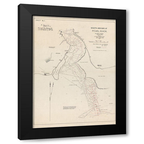 Pearl River Oahu County Hawaii - Sands 1873  Black Modern Wood Framed Art Print by Sands