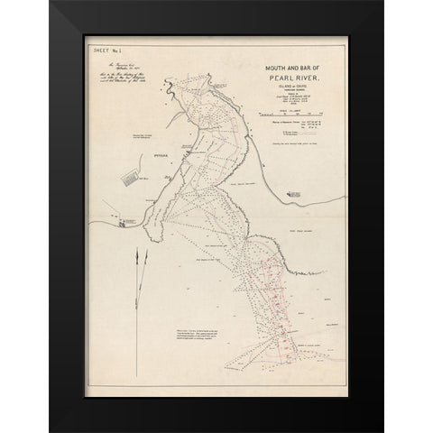 Pearl River Oahu County Hawaii - Sands 1873  Black Modern Wood Framed Art Print by Sands