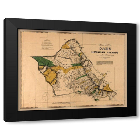 Oahu County Hawaii - Alexander 1881  Black Modern Wood Framed Art Print by Alexander