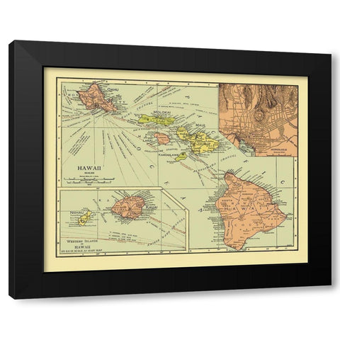Hawaii - 1912 Black Modern Wood Framed Art Print by Unknown