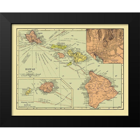 Hawaii - 1912 Black Modern Wood Framed Art Print by Unknown