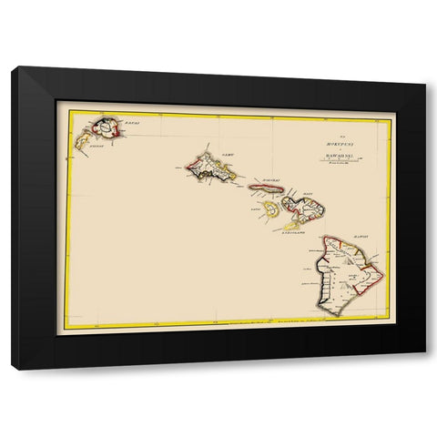 Hawaii - Lahaina Luna 1837 Black Modern Wood Framed Art Print by Lahaina