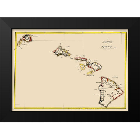Hawaii - Lahaina Luna 1837 Black Modern Wood Framed Art Print by Lahaina