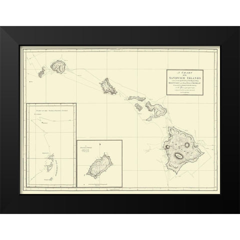 Hawaiian Islands - Baker 1794 Black Modern Wood Framed Art Print by Baker