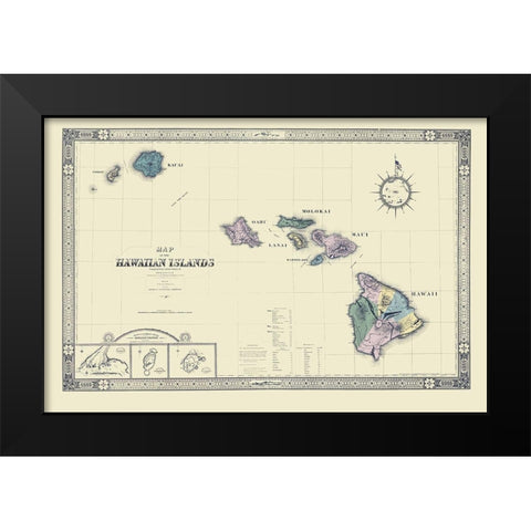 Hawaii - Giles 1876 Black Modern Wood Framed Art Print by Giles