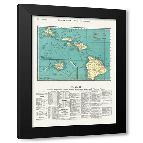 Hawaii - Rand McNally 1902  Black Modern Wood Framed Art Print by Rand McNally
