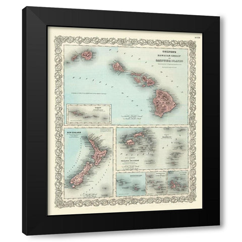 Hawaii - Colton 1855  Black Modern Wood Framed Art Print by Colton