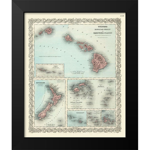 Hawaii - Colton 1855  Black Modern Wood Framed Art Print by Colton