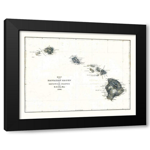Hawaii - Douglas 1841  Black Modern Wood Framed Art Print with Double Matting by Douglas