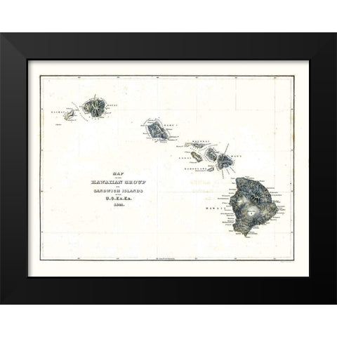 Hawaii - Douglas 1841  Black Modern Wood Framed Art Print by Douglas
