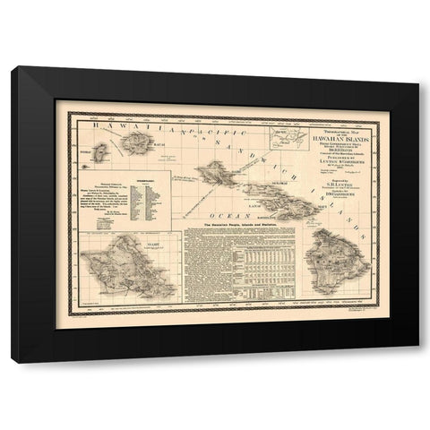 Hawaii - Linton 1893  Black Modern Wood Framed Art Print by Linton