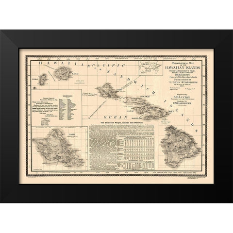 Hawaii - Linton 1893  Black Modern Wood Framed Art Print by Linton