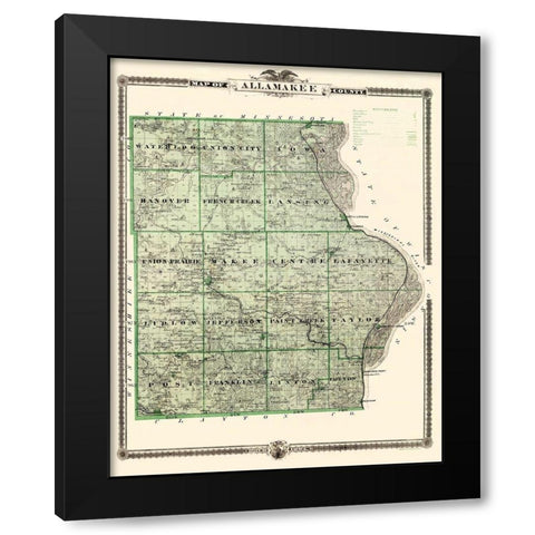 Allamakee Iowa Landowner - Andreas 1874 Black Modern Wood Framed Art Print with Double Matting by Andreas