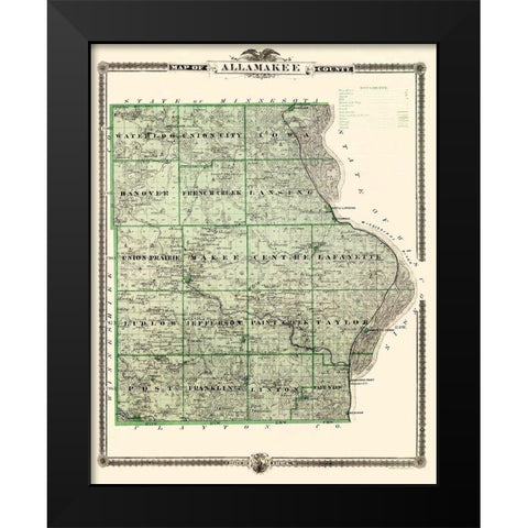 Allamakee Iowa Landowner - Andreas 1874 Black Modern Wood Framed Art Print by Andreas