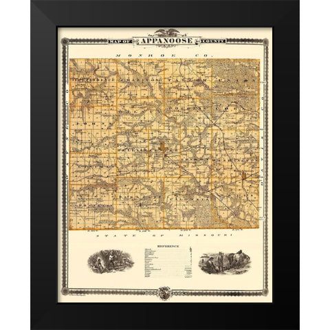 Appanoose Iowa Landowner - Andreas 1875 Black Modern Wood Framed Art Print by Andreas