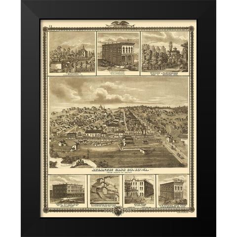 Atlantic Cass Co Iowa - Shober 1875 Black Modern Wood Framed Art Print by Andreas