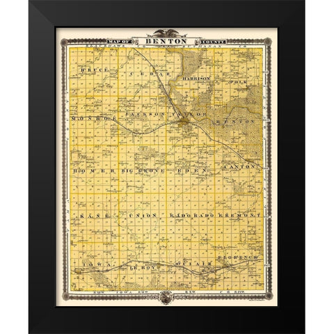 Benton Iowa Landowner - Andreas 1874 Black Modern Wood Framed Art Print by Andreas