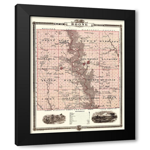 Boone Iowa Landowner - Andreas 1874 Black Modern Wood Framed Art Print with Double Matting by Andreas