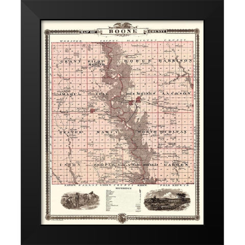 Boone Iowa Landowner - Andreas 1874 Black Modern Wood Framed Art Print by Andreas