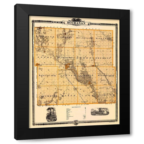Buchanan Iowa Landowner - Andreas 1874 Black Modern Wood Framed Art Print by Andreas
