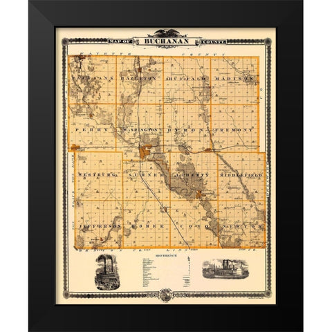 Buchanan Iowa Landowner - Andreas 1874 Black Modern Wood Framed Art Print by Andreas