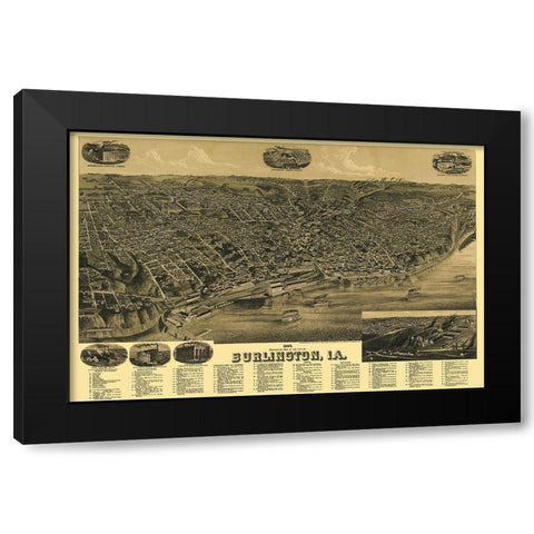 Burlington Iowa - Wellge 1889 Black Modern Wood Framed Art Print with Double Matting by Wellge