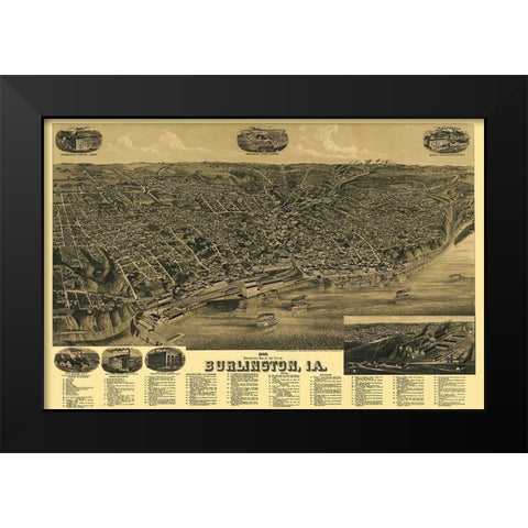 Burlington Iowa - Wellge 1889 Black Modern Wood Framed Art Print by Wellge