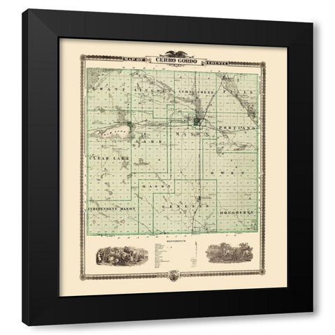 Cerro Gordo Iowa Landowner - Andreas 1874 Black Modern Wood Framed Art Print with Double Matting by Andreas