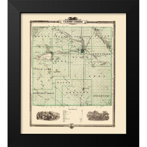 Cerro Gordo Iowa Landowner - Andreas 1874 Black Modern Wood Framed Art Print by Andreas