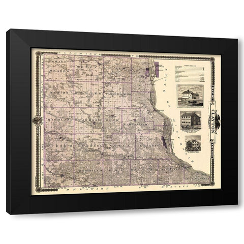 Clayton Iowa Landowner - Andreas 1874 Black Modern Wood Framed Art Print with Double Matting by Andreas