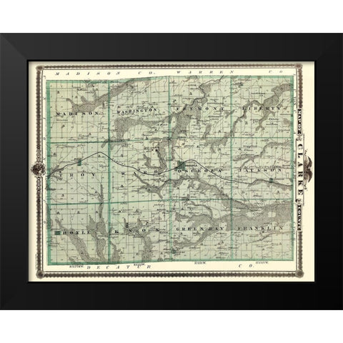 Clarke Iowa Landowner - Andreas 1874 Black Modern Wood Framed Art Print by Andreas